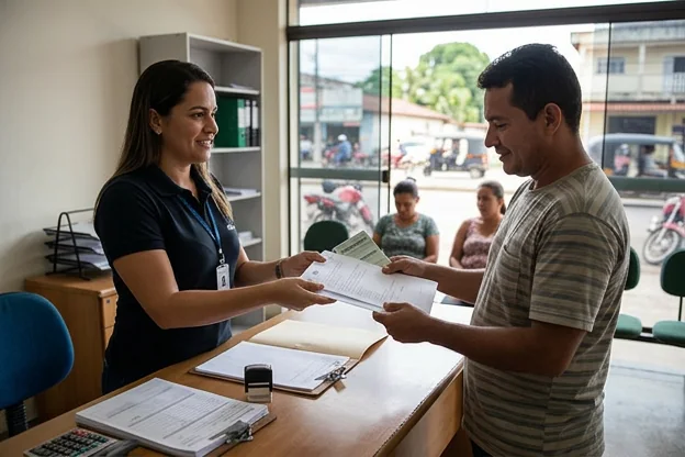 Despachante entregando documentos de licenciamento em Abaetetuba.